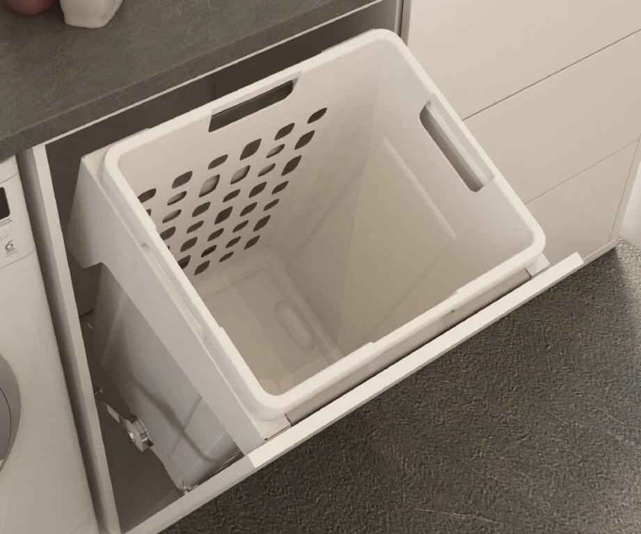Vysoce Kvalitní Prádelní výklopný koš 450 mm - 48 L bílý