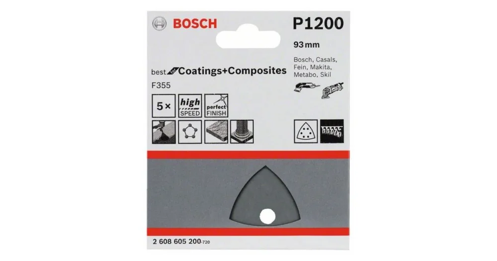 Sezónní Sleva BOSCH Brusný papír F355, balení 5 ks 93 mm, 1200 2608605200