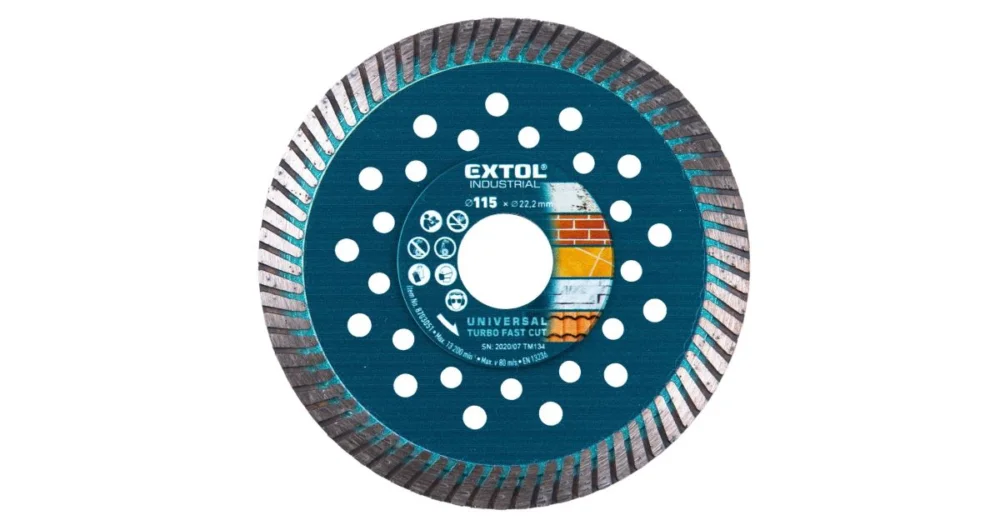 Nejprodávanější EXTOL INDUSTRIAL kotouč diamantový řezný, turbo Fast Cut, suché i mokré řezání, O 115x22,2x2mm 8703051