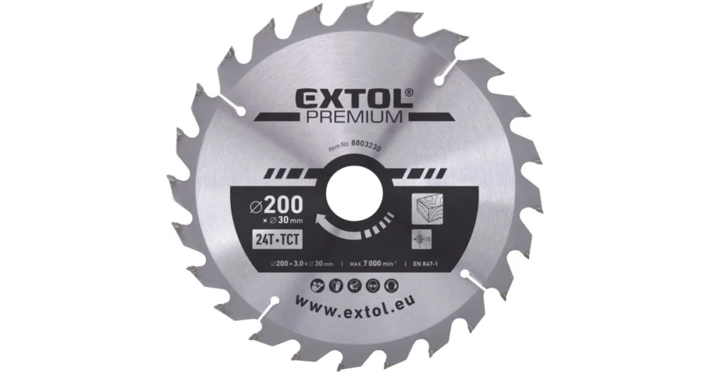 EXTOL PREMIUM kotouč pilový s SK plátky, O 200x3,0x30mm, 24T 8803230 Bezpečná Platba
