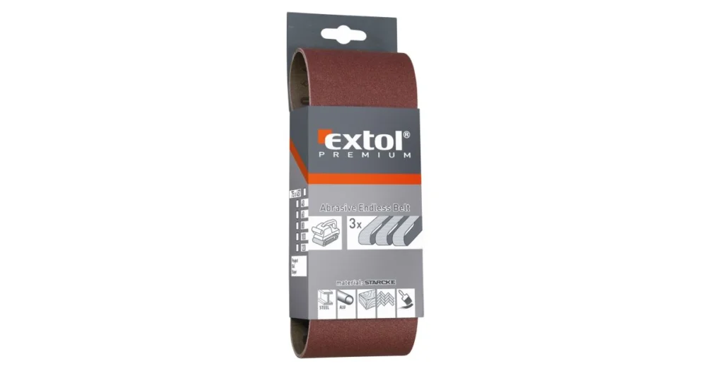 EXTOL PREMIUM plátna brusná nekonečný pás, bal. 3ks, 75x533mm, P60 8803526 Finální Výprodej