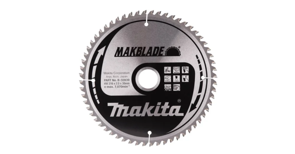 Oblíbený MAKITA kotouč pilový dřevo MAKBLADE 216x2x30 mm 60 zubů B-32839
