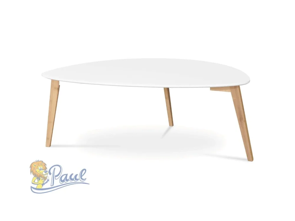 Stůl konferenční 120x60x45 cm,MDF bílá deska,nohy bambus přírodní odstín Doprava Zdarma