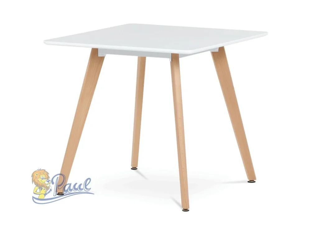 Jídelní stůl 80x80x75 cm, MDF, bílý matný lak, masiv buk Top Prodej