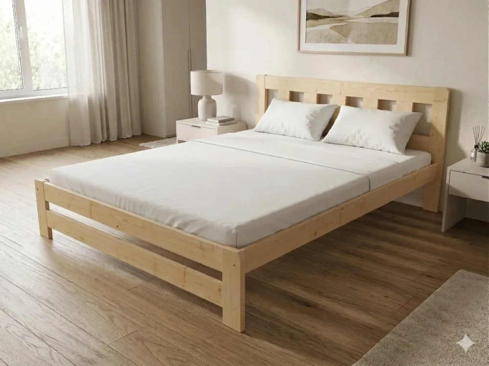Dřevěná postel 140x200 masiv borovice - VMK10B Víkendová Akce