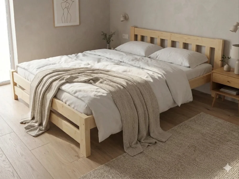 Omezená Nabídka Dřevěná postel 140x200 masiv borovice - VMK15B