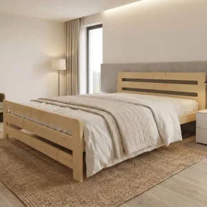 Dřevěná postel 140x200 masiv borovice - VMK1D Doprava Zdarma