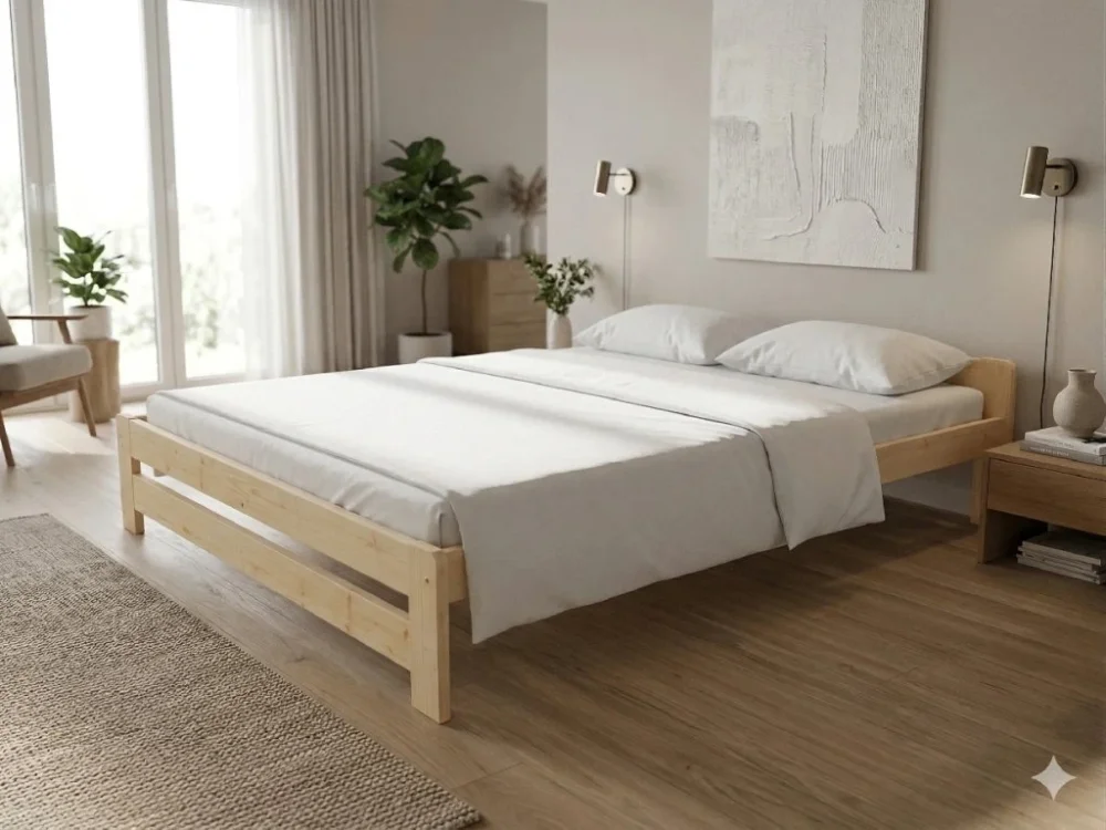 Dřevěná postel 140x200 masiv borovice - VMK3B Top Prodej