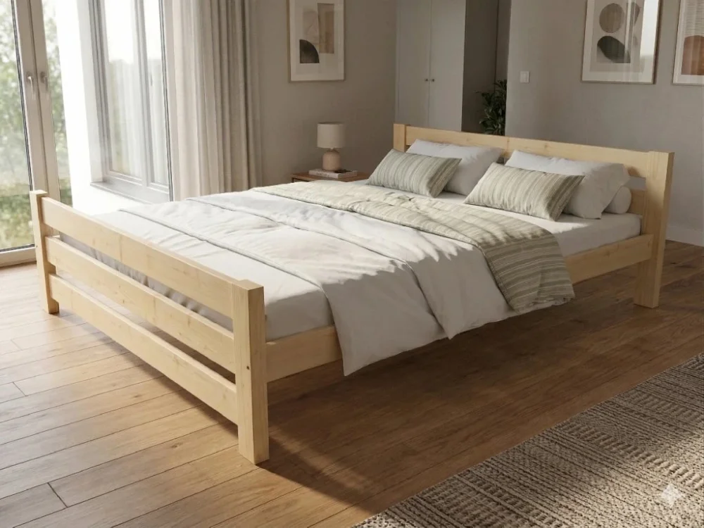 Must-Have Dřevěná postel 200x200 masiv borovice - VMK12D