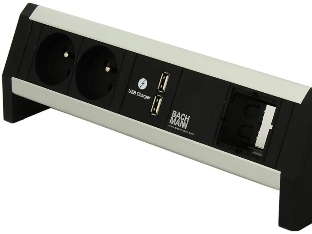 Objednat Nyní Elektro zásuvka Bachmann Desk 1 2x 230V, 2x USB nabíječka, 1x slot902.0185