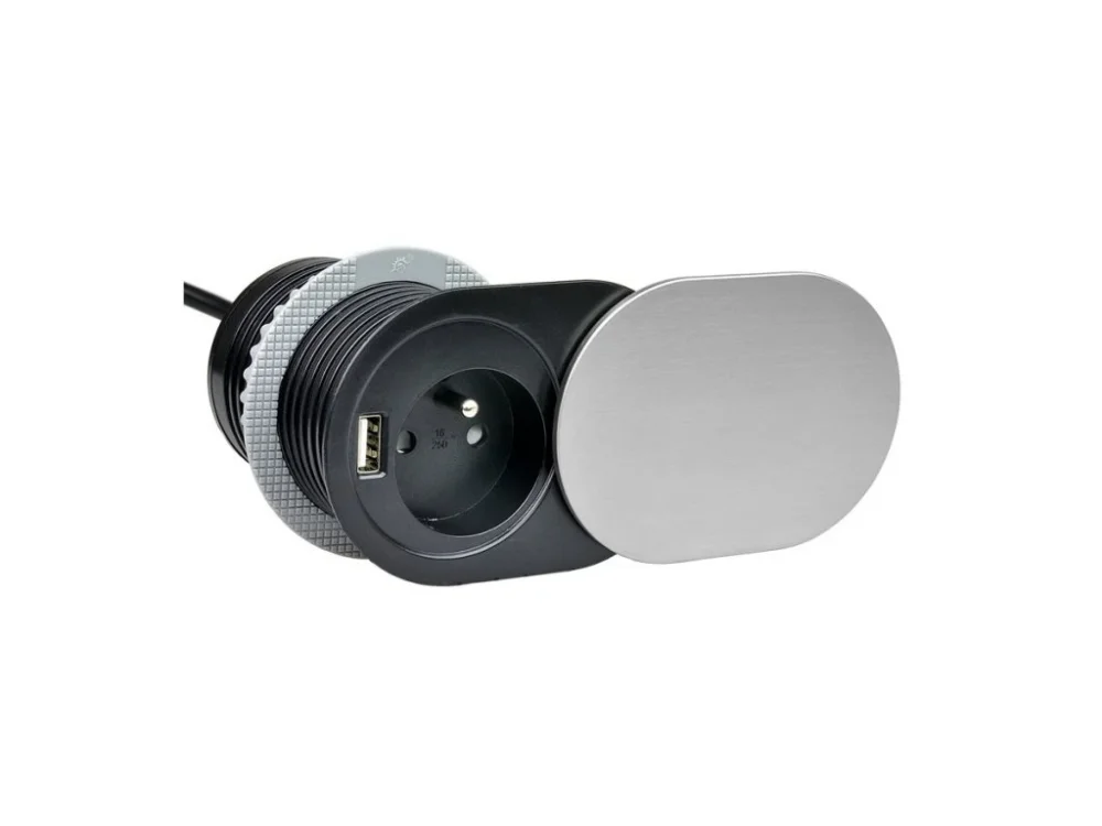 Nízká Cena Elektro zásuvka SLIDE nerez 1x230V+ 2xUSB A/C
