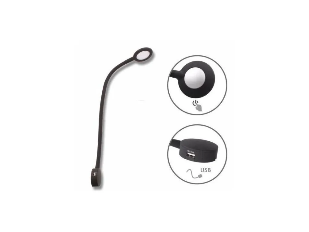 LED světlo MODUS TOUCH 2xUSB černá Expresní Doručení