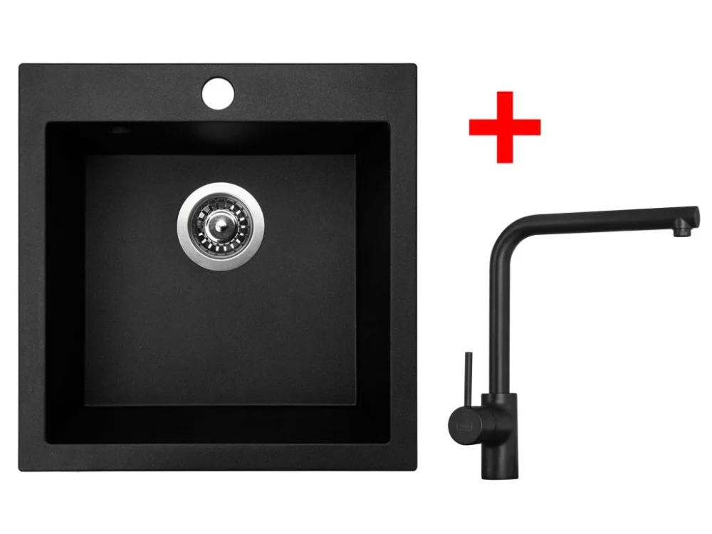 Set Sinks VIVA 455 Granblack + ELKA černá matná Přímo Od Výrobce