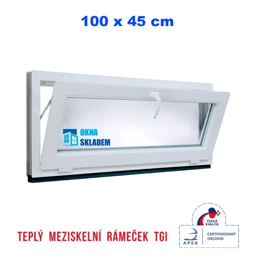 Hit Sezóny Plastové okno | 100 x 45 cm (1000 x 450 mm) | bílé | sklopné
