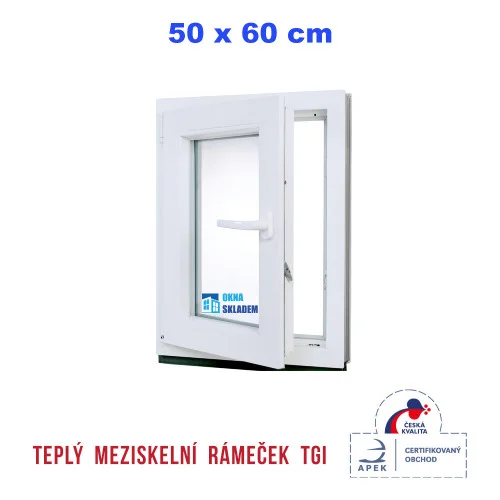 Ověřený Plastové okno | 50 x 60 cm (500 x 600 mm) | Bílé / Antracit |otevíravé i sklopné | levé