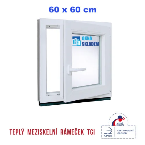 Jen Po Omezenou Doba Plastové okno | 60 x 60 cm (600 x 600 mm) | Bílé / Antracit |otevíravé i sklopné | pravé