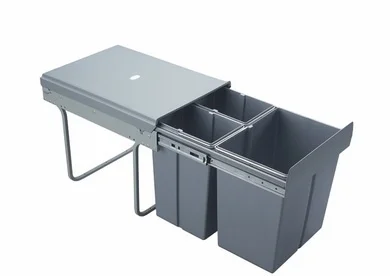 1007121602 Výsuvný odpadkový 3-koš, 2x10 l+1x20 l, K40-šedý plast Sezónní Sleva