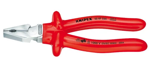 0207225 KNIPEX kleště kombinované silové do 1000V, chromované, izolované rukojeti, délka 225mm Odeslání Ihned