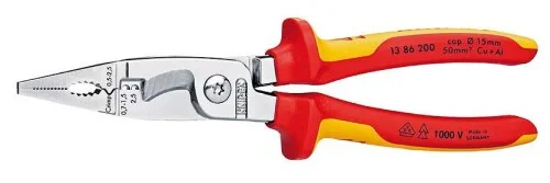 1386200 KNIPEX kleště kombinované elektro, dvoukomponentní rukojeti do 1000V, délka 200mm Nízká Cena
