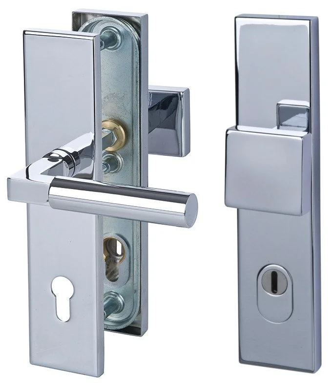 Nízká Cena Südmetall Alaska Square Chrom, bezpečnostní kování klika / klika, 92 mm