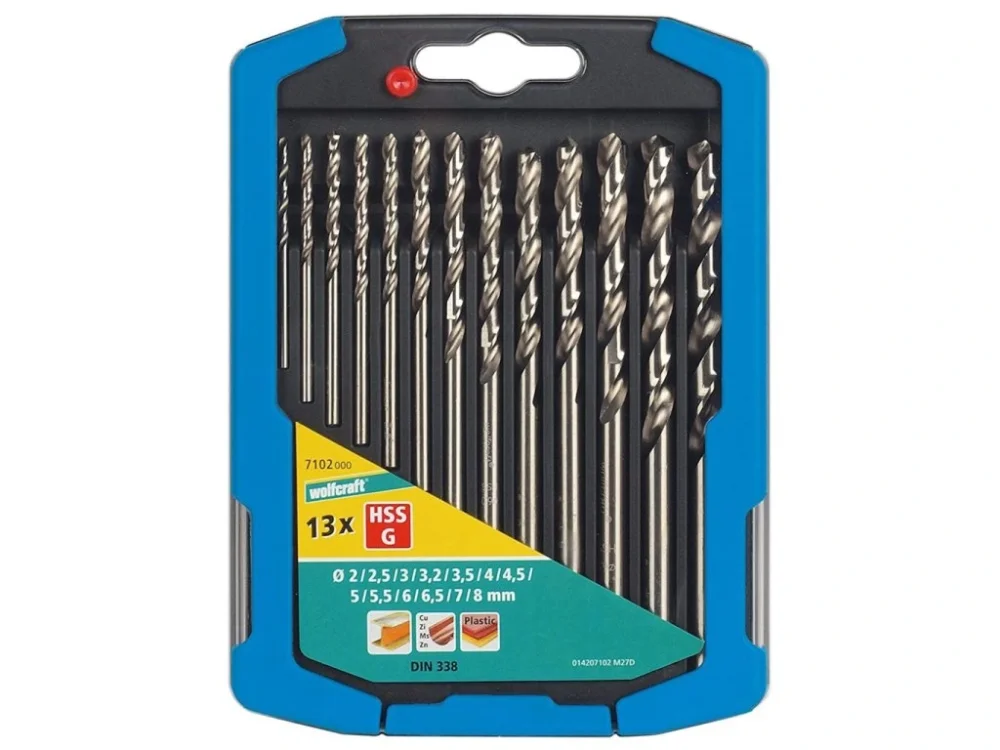 Nakupujte Hned Wolfcraft Sada 13ks spirálové vrtáky do kovu HSS o2-8mm 7102000