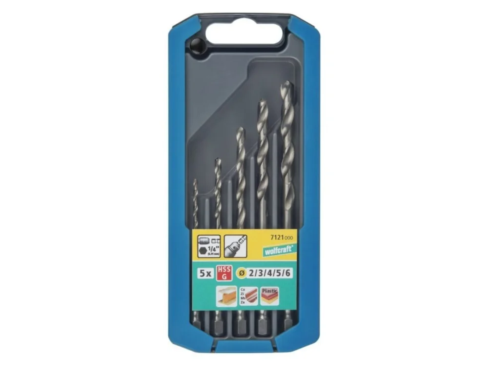 Wolfcraft Sada 5ks spirálové vrtáky do kovu HSS S=6-kt.o2-6mm 7121000 Vrácení Zdarma