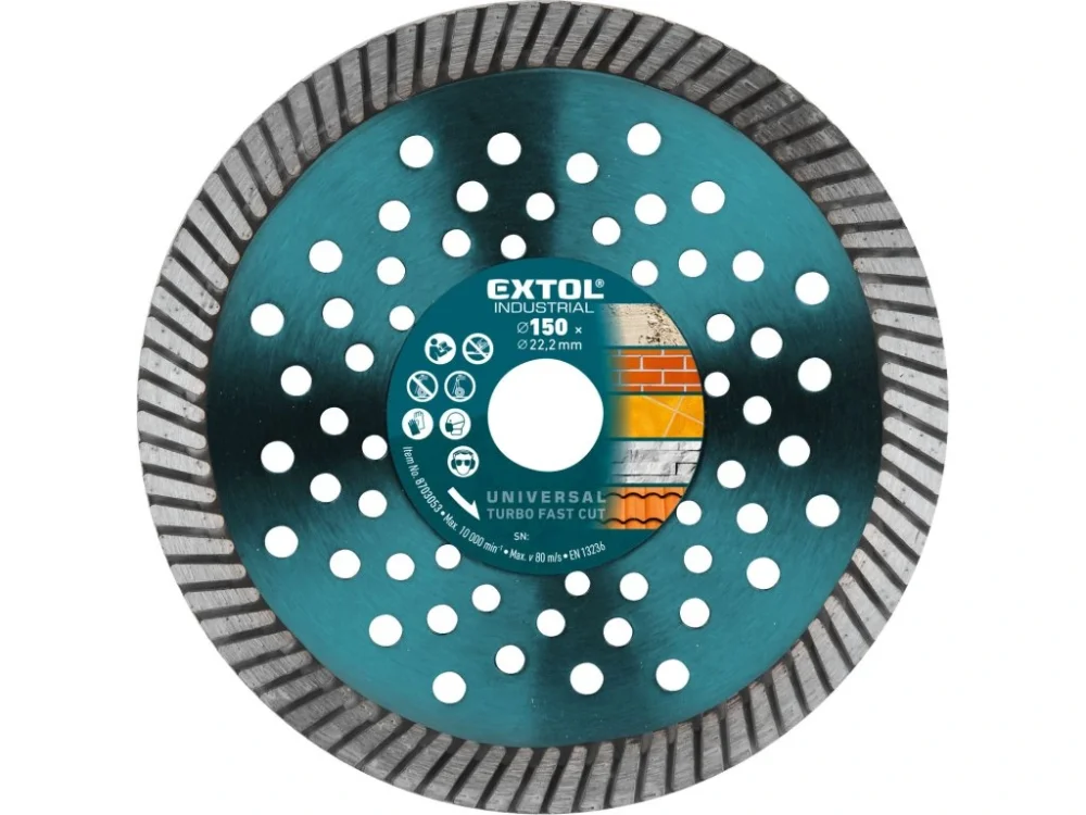 Vrácení Zdarma kotouč diamantový řezný, turbo Fast Cut, suché i mokré řezání, O 150x22,2x2,5mm